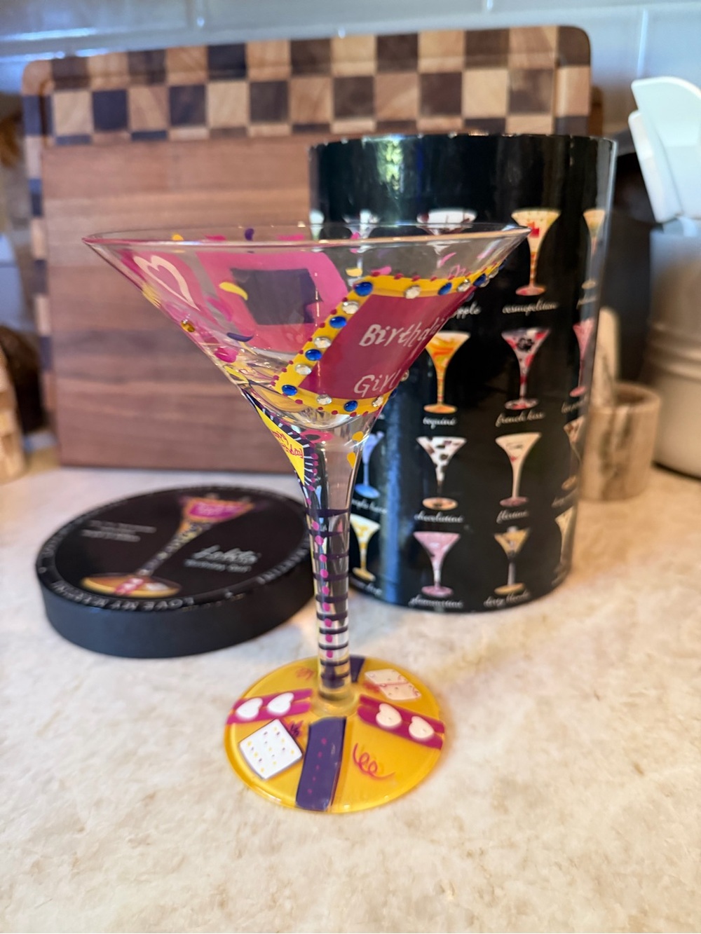 Lolita Birthday Girl martini glass with box